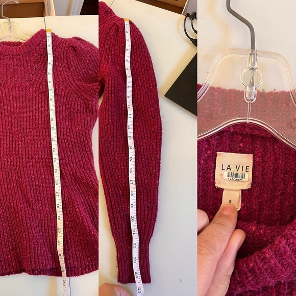 La Vie Rebecca Taylor Red Ribbed Peplum Sweater - Picture 4 of 16